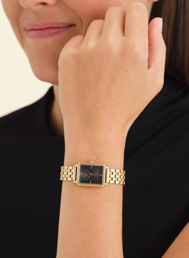 RoseField Rosefield Octagon XS Black Sunray Steel Gold Women Watch - OBGSG-O61