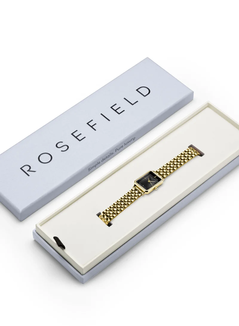 RoseField Rosefield Octagon XS Black Sunray Steel Gold Women Watch - OBGSG-O61