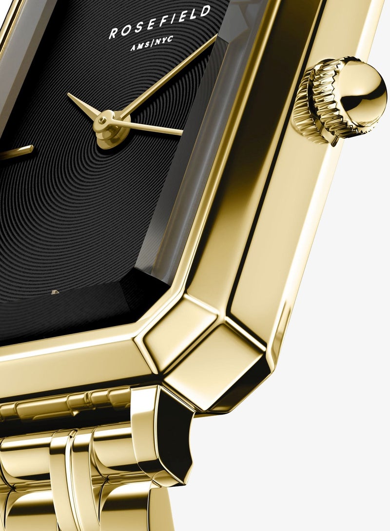 Rosefield Octagon XS Black Sunray Steel Gold Women Watch - OBGSG-O61 - Image 2
