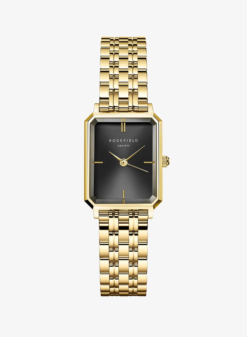 Rosefield Octagon XS Black Sunray Steel Gold Women Watch - OBGSG-O61 - Image 1