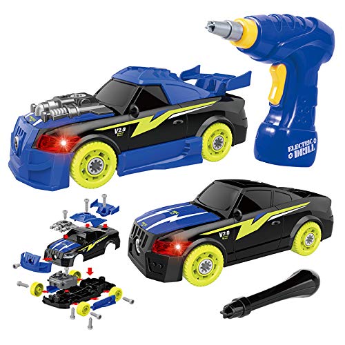 GILOBABY 26 Pieces Take Apart Toys for Boys, Racing Car with Electric Drill, Sounds & Lights, Building Stem Toys for Kids, Gifts for 3 4 5 Year Old Boys Learning Educational Toys - Image 1