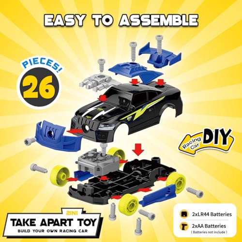 GILOBABY 26 Pieces Take Apart Toys for Boys, Racing Car with Electric Drill, Sounds & Lights, Building Stem Toys for Kids, Gifts for 3 4 5 Year Old Boys Learning Educational Toys - Image 5