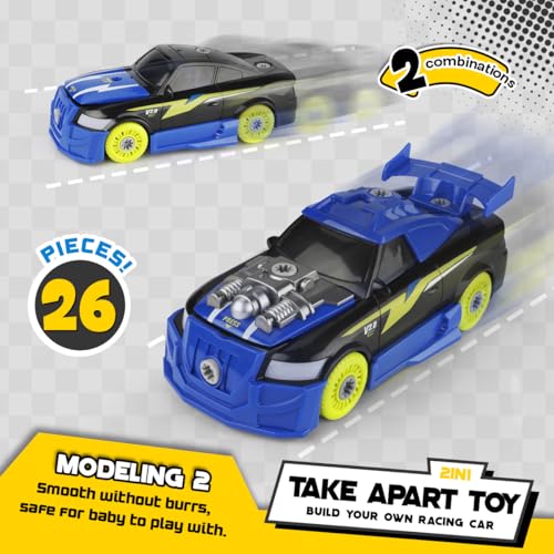 GILOBABY 26 Pieces Take Apart Toys for Boys, Racing Car with Electric Drill, Sounds & Lights, Building Stem Toys for Kids, Gifts for 3 4 5 Year Old Boys Learning Educational Toys - Image 4