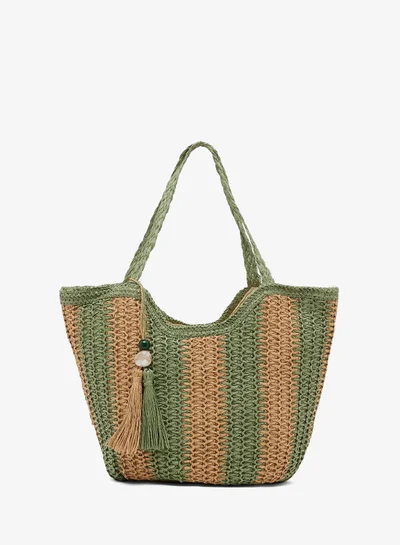 Ginger raffia texture beach tote bag