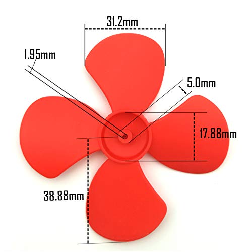 EUDAX Micro DC Motor 2mm Shaft Propeller with 4 Vanes 80mm Fan Shape for Fan Leaves Ship Model RC Boat DIY Airplane Science and Education Toys (32PCS) - Image 2