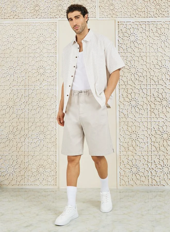 ستايلي Premium Stretch Slub Twill Casual Shorts
