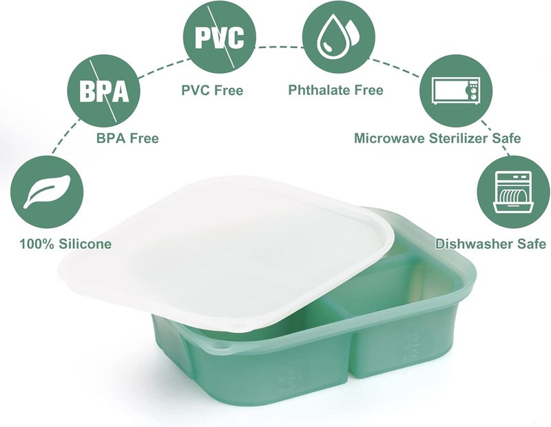 Haakaa Silicone Baby Food Freezer Tray with Lid - Perfect Storage Container for Homemade Baby Food, Vegetable & Fruit Purees, and Breast Milk - Image 4