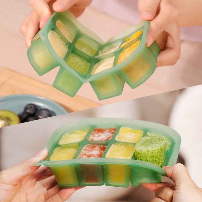 Haakaa Silicone Baby Food Freezer Tray with Lid - Perfect Storage Container for Homemade Baby Food, Vegetable & Fruit Purees, and Breast Milk - Image 3