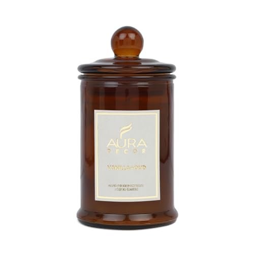 AURA DECOR AuraDecor Scented Tomb Lid Jar Candle Organic Aroma Candles Soy Wax, Aromatic/Aromatherapy Fragrance Votive Candle (Vanilla + Oud) - Image 5