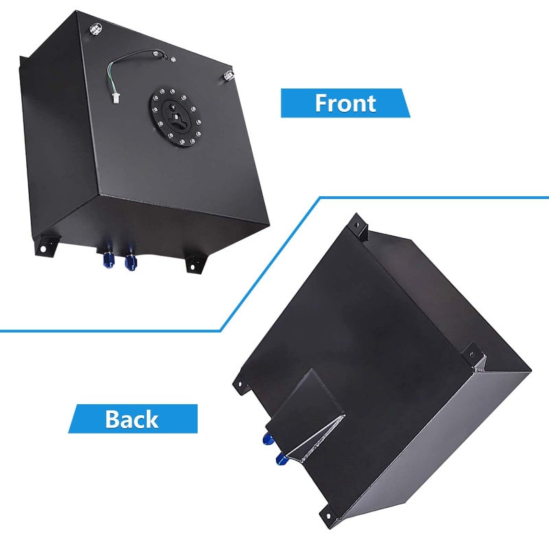 BOMLING 5 Gallon Fuel Cell 20L Universal Gas Tank Aluminum Polished Racing Drift Fuel Tank with Level Sender & 6AN 12FT Fuel Line Kit, Quick Release Fuel Cap, Black - Image 5