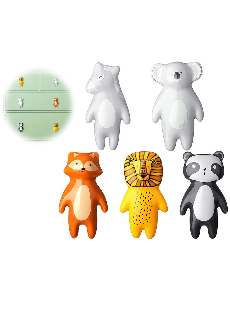 KASTWAVE - Animal Knobs, 5 Pieces Animal Drawer Pulls Ceramic Knobs Cabinet Knobs Kids Dresser Nursery Drawer Handles Cupboard Knobs for Nursery Room Bedroom Bathroom Kitchen - Image 1