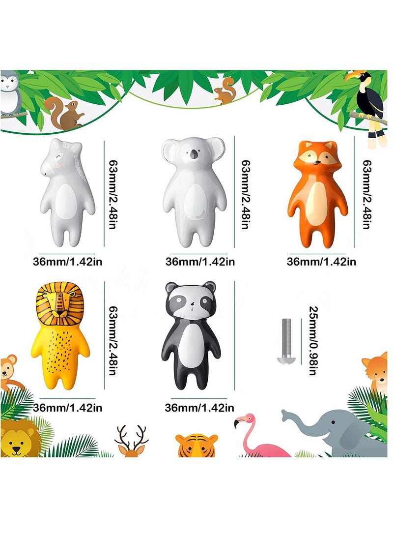 KASTWAVE - Animal Knobs, 5 Pieces Animal Drawer Pulls Ceramic Knobs Cabinet Knobs Kids Dresser Nursery Drawer Handles Cupboard Knobs for Nursery Room Bedroom Bathroom Kitchen - Image 1