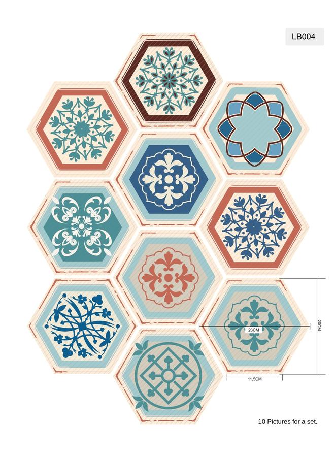 Bluejw Wholesale Bathroom Kitchen Wall Stickers Non-slip Six Sides Floor Stickers Hexagonal Tile Stickers Style Summary LB001-040 - Image 1