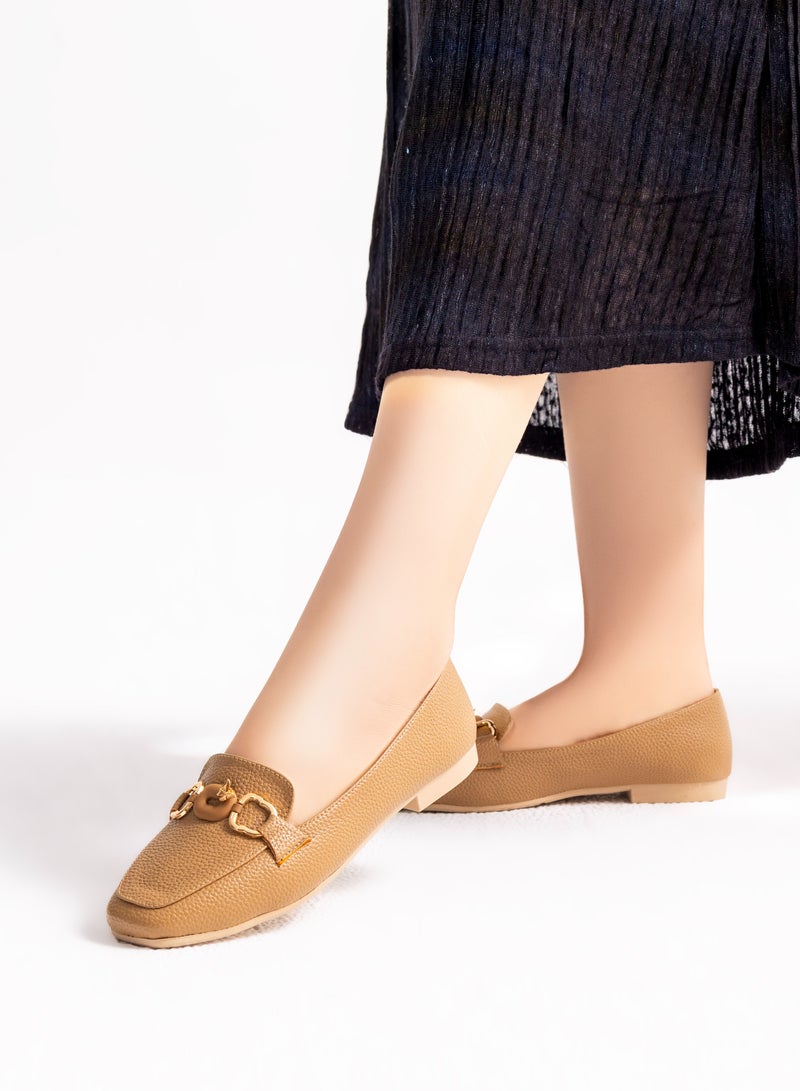 باليرينا جلد مسطح مع الفراشة - BN-507 - كافيه