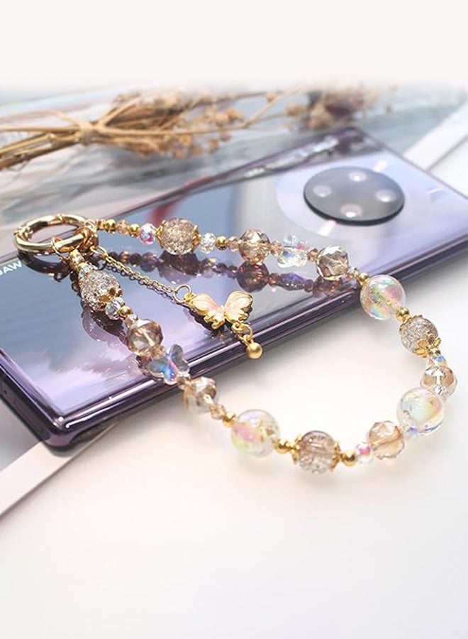 Sweet Life Beaded Charms Strap, Crystal Bracelet Wrist Lanyard, Cute Phone Key Chain, Case Accessories for Camera Wallet AirPods - Image 5