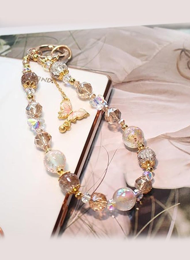 Sweet Life Beaded Charms Strap, Crystal Bracelet Wrist Lanyard, Cute Phone Key Chain, Case Accessories for Camera Wallet AirPods - Image 3