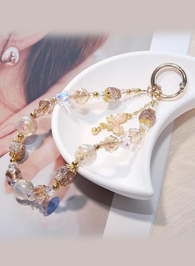 Sweet Life Beaded Charms Strap, Crystal Bracelet Wrist Lanyard, Cute Phone Key Chain, Case Accessories for Camera Wallet AirPods - Image 4