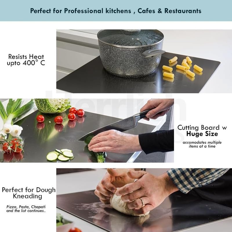 Anshri Countertop Stainless Steel Chopping Board for Kitchen,Fruit and Vegetable Cutting & Chopping Board (Pack of 1)(36cm X 32cm) - Image 3