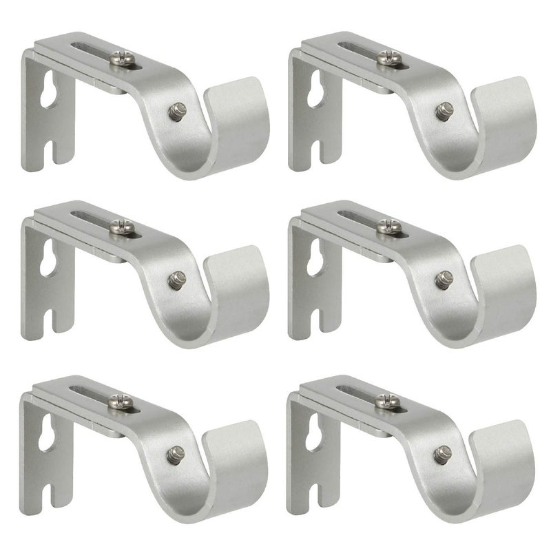 Anndason Heavy Duty Adjustable Curtain Rod Brackets Rod Holders for 1 Inch Rod Silver Color Set of 6