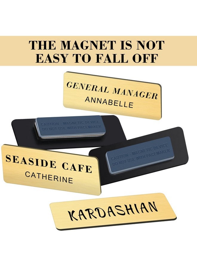 Geelin 50 Pack Magnetic Name Tags Magnets Name Badge Holder Blank Plastic Magnet Name Tag Backing 1 X 3 Inches With 3 Pcs Magnets For Police Office School (Gold) - Image 3
