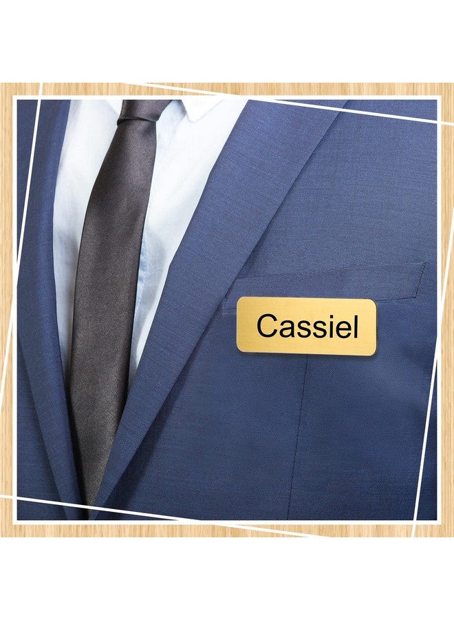 Geelin 50 Pack Magnetic Name Tags Magnets Name Badge Holder Blank Plastic Magnet Name Tag Backing 1 X 3 Inches With 3 Pcs Magnets For Police Office School (Gold) - Image 5