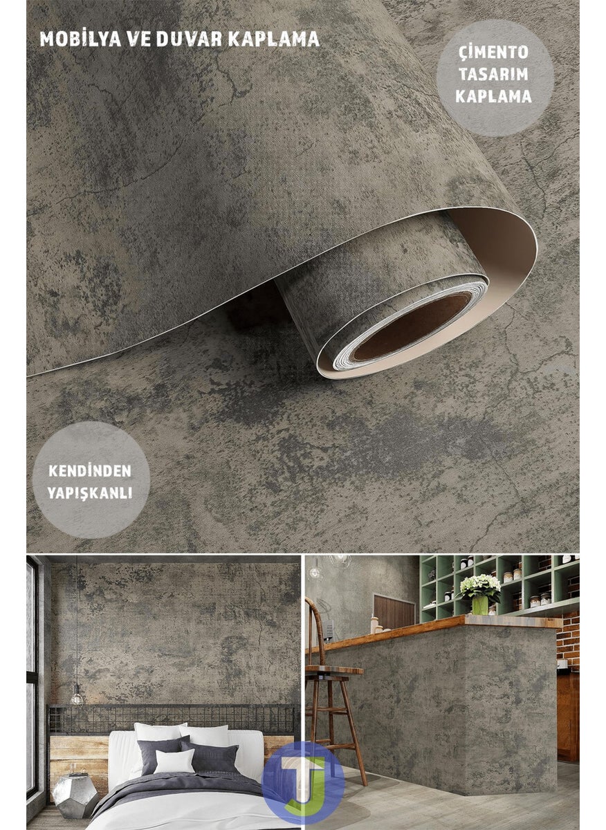 Technojet - غطاء خزانة جدار مطبخ حمام ذاتي اللصق بتصميم الأسمنت 60CMX100CM - Image 1