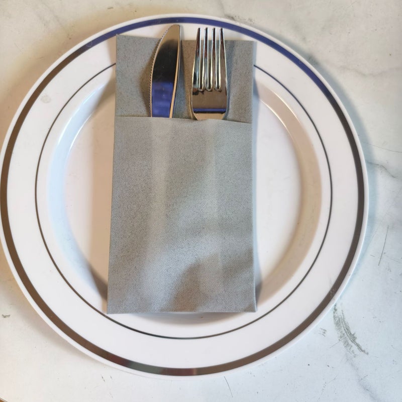 Disposable Colorful Dust-Free Knife And Fork Pack Napkin Party Western Restaurant Folding Knife And Fork Pack Printed Napkin - Image 1