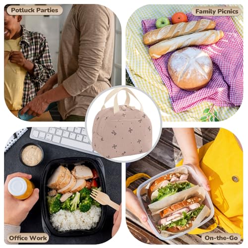 Baglemon Lunch Bag for Women Men Cute Corduroy Lunch Tote Bags Reusable Insulated Lunch Box Large Capacity Reusable Insulated Cooler for WorkPicnicTravel - Image 3