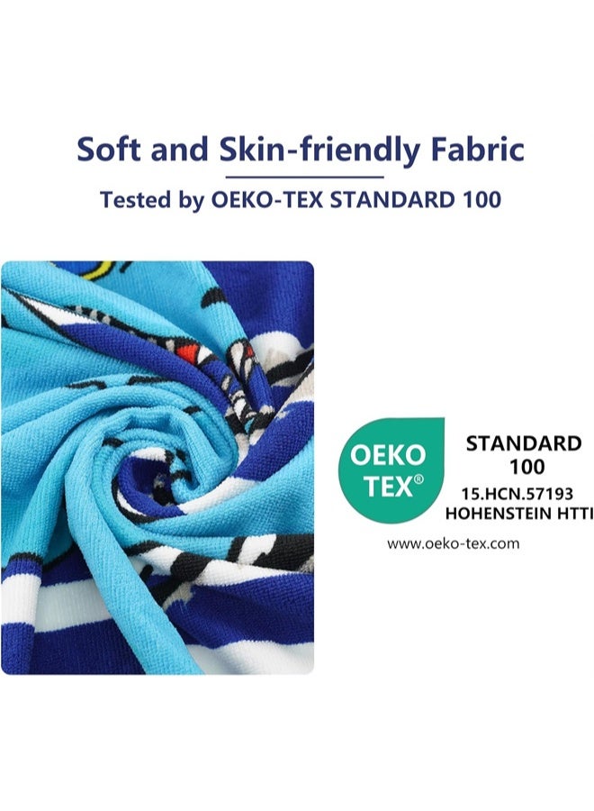 هومستر مناشف بونشو للأطفال المغطاة بالغطاء ، شاطئ تغيير رداء حمام منشفة بونشو لمسبح السباحة ، رداء حمام ميكروفايبر ناعم وكبير للبنات الأولاد الأطفال 6-14 سنة - الديناصور الأزرق - Image 5