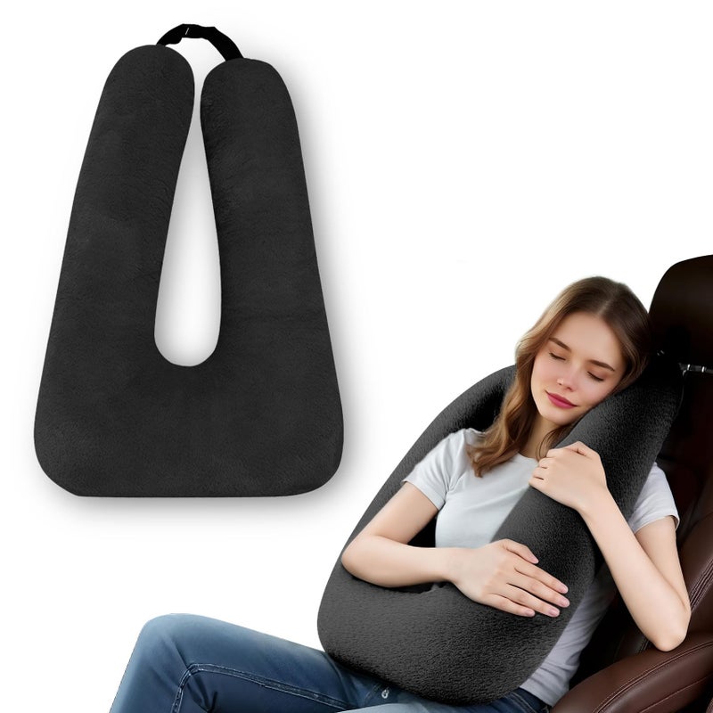 MROUEN Travel Pillow Travel Pillow for Kids Sleeper Hold Pillow Travel Removable UShaped Pillow for Adults and Children to Support Head and Body in The Back Seat of Long Car Trips Black
