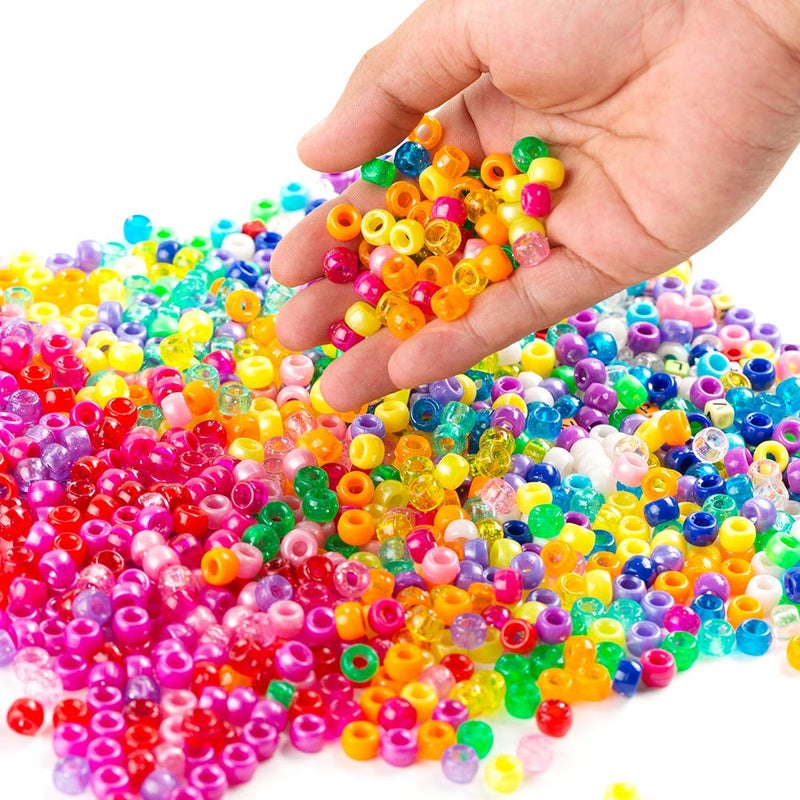 INSCRAFT Pony Beads Set - 4,600 pcs 9mm Pony, Letter & Star Beads in 27 Colors with Elastic String for Bracelet Jewelry Making - Image 5