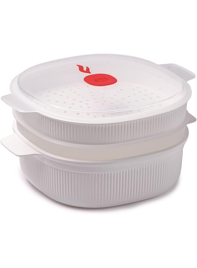 Snips White Steamer For Microwave With 2 Trays | 4 Lt | Tempozero Line Color | Bpa Free | Made In Italy, Unity - Image 2