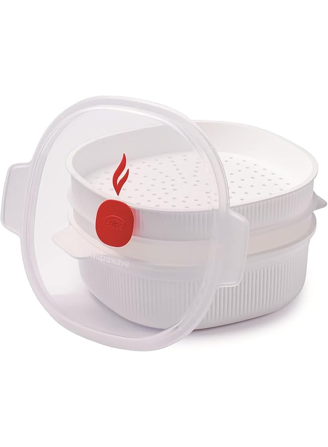 Snips White Steamer For Microwave With 2 Trays | 4 Lt | Tempozero Line Color | Bpa Free | Made In Italy, Unity - Image 5