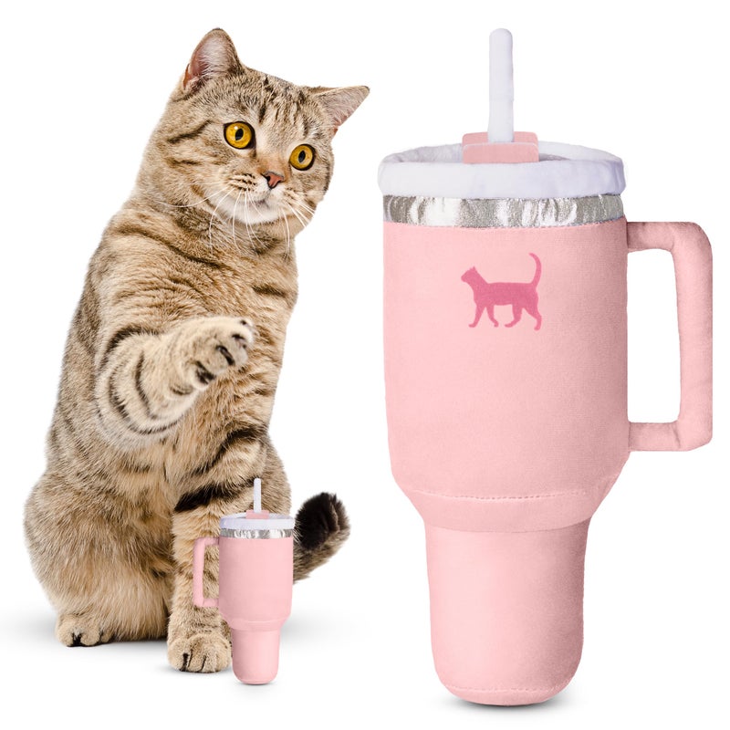 PUPROAR Kitty Cup Catnip Toy - Easter & Birthday Cat Gift Toy with Catnip & Crinkle, Funny Gift for Girl Indoor Kitten (Pink Peach Dust) - Image 1