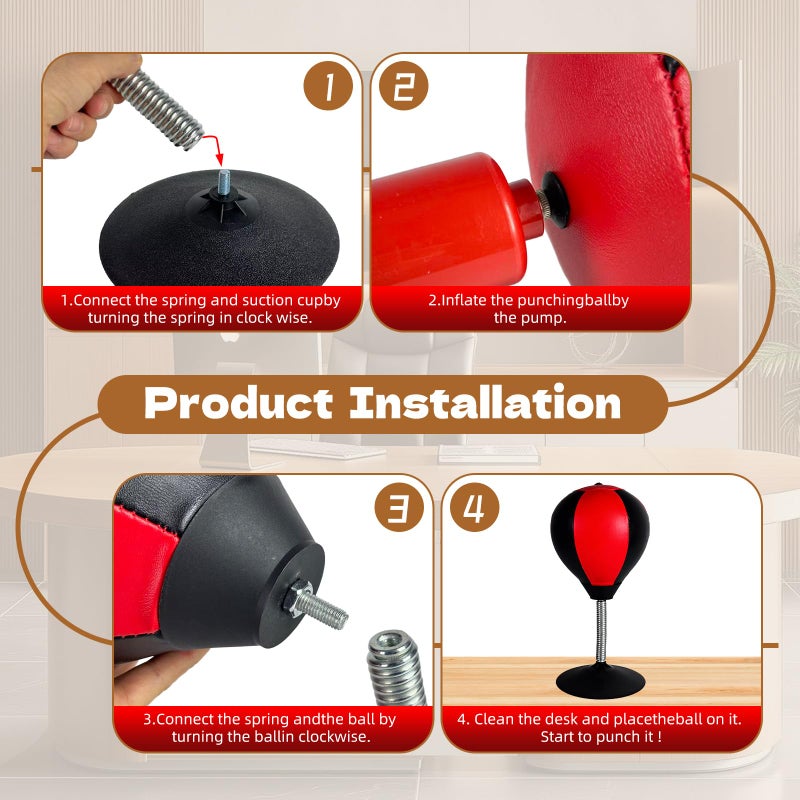 Stonelatrixo Desktop Punching Bag for Desk, Stress Relief Ball with Suction Cup for Office and Home, Funny Gag Gift for Boss Coworkers Friends, Mini Desktop Boxing Stress Relief Productâ€‹ for Adults - Image 3