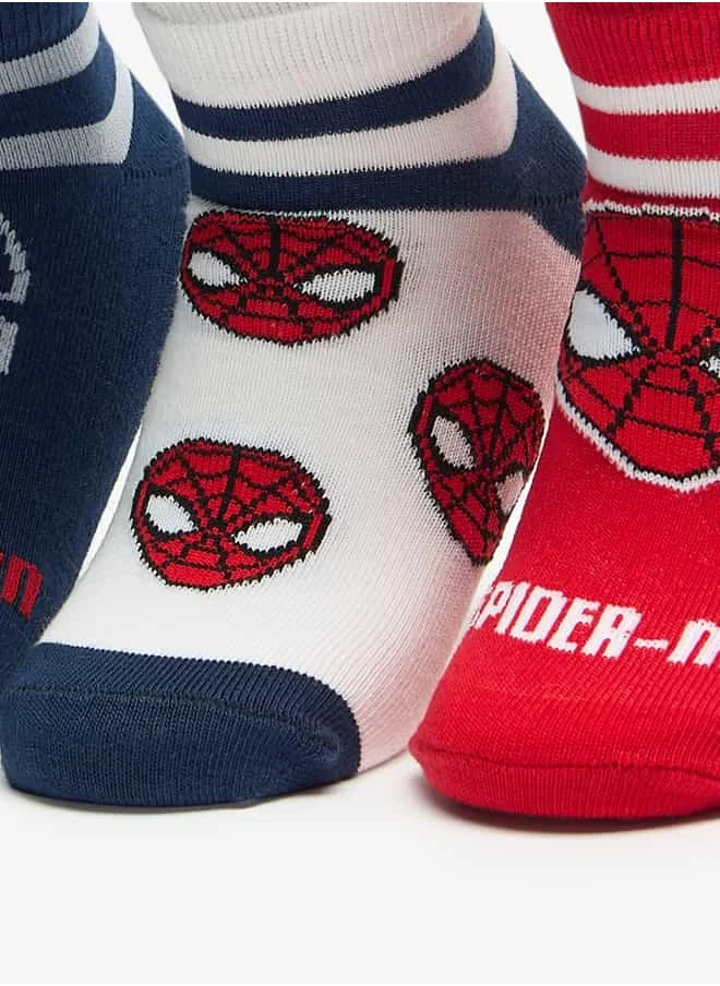 مارفل Boys Marvel Spider-Man Print Ankle Length Socks - Set of 3