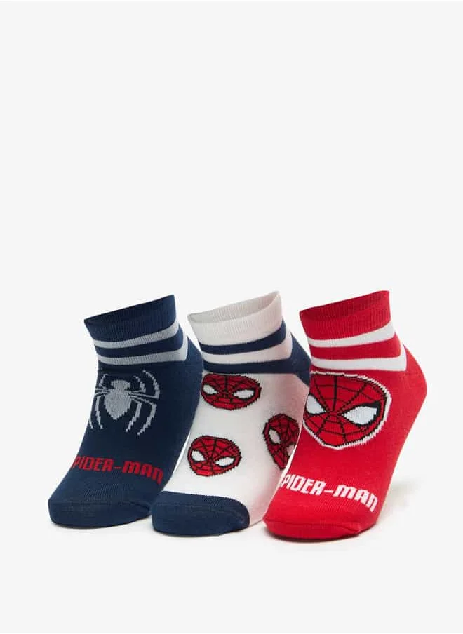 مارفل Boys Marvel Spider-Man Print Ankle Length Socks - Set of 3