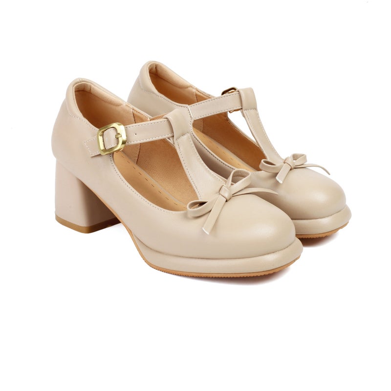 2024 Spring Fashion High Heeled Women'S Shoes 33-43 Classic Round Head T-Buckle Shallow Mouth Single Shoes - Image 1