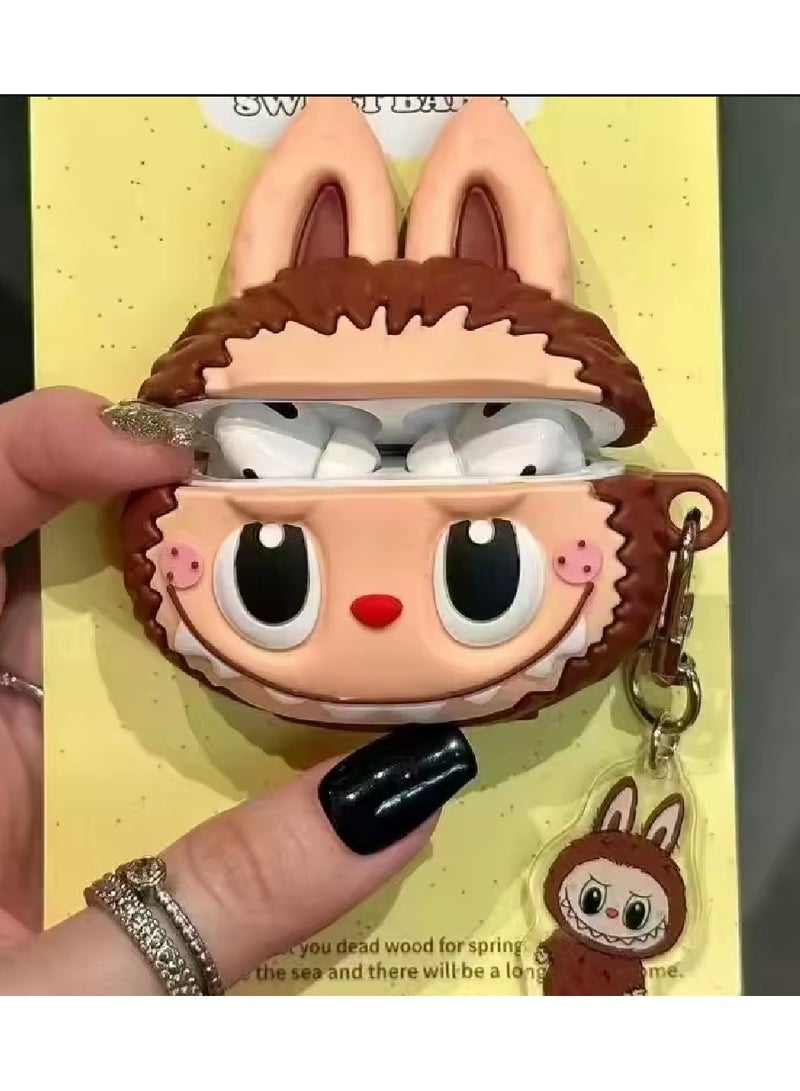 For Apple AirPods3 Case 3D Labubu Cute Cartoon Silicone Earphone Protective Case Headphone Box With Pendant Cover Apple AirPods Wireless Earphone Case  - Image 1