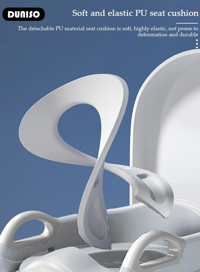 DUNISO Baby Potty Training Seat with Ladder for Western Toilets - PVC Soft Cushioned Seat,  Handle for Toddlers 2-5 Years , Adjustable Height - Image 5