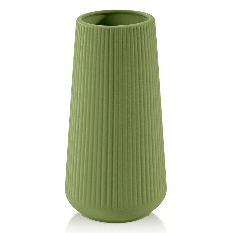 GUKJOB Saga Green Ceramic Vase, GUKJOB Small Cute Flower Vase for Pampas Grass, Home, Living Room, Dining Table, Farmhouse, Office Decor, Bedroom, Table, and Kitchen Shelf (Saga Green) - Image 1