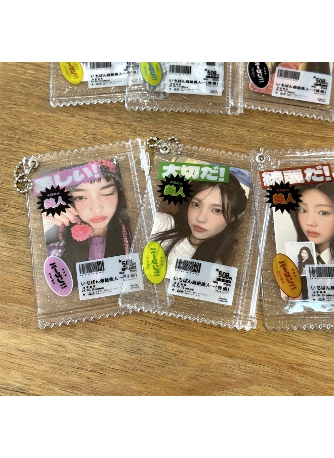 NIBEMINENT 1 - Piece Shiny Transparent Candy Bag Kpop Photo Card Holder Pendant Key Chain ID Badge Holder ID Card Holder Photo Card Protector for School ID Office ID Access Card for Women Girls  - Image 2