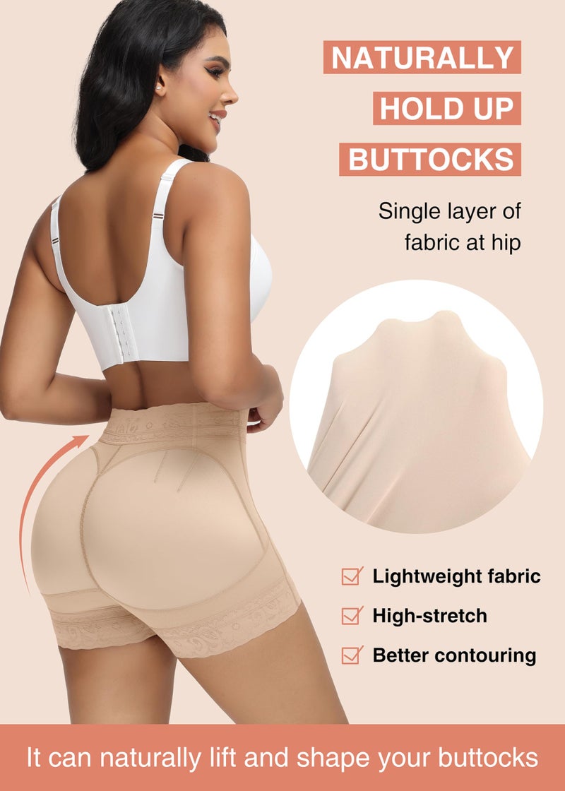 SHAPSHE Tummy Control Shapewear Shorts Slimmer Body Shaper Butt Lifting Panties Middle Waist Hip Enhancer Underwear for Women Beige - Image 3