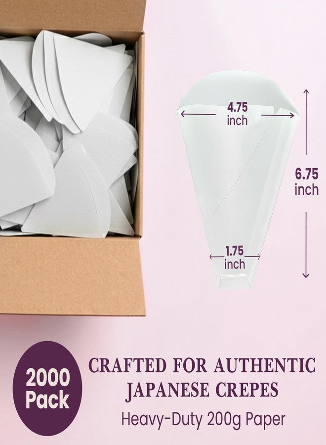 Friteshop Inc. Friteshop White Japanese Crepe Wrappers – Disposable Food-Safe Cones for Crepes, Desserts – Heavy Duty Paper Food Containers – Easy-Tear Perforated Front – For Food Trucks & Catering - 100 pack - Image 5