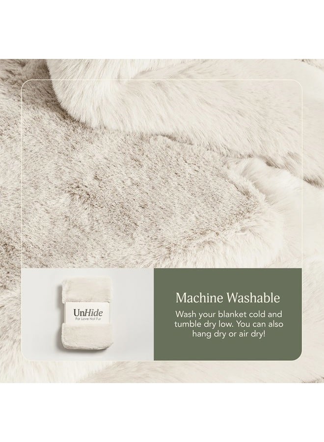 UnHide Marshmallow - Faux Fur Blanket - Heavy Weight, Extra Soft Blanket - Made from Recycled Materials - Machine Washable - Medium (60" x 80") - Snow White - Image 3