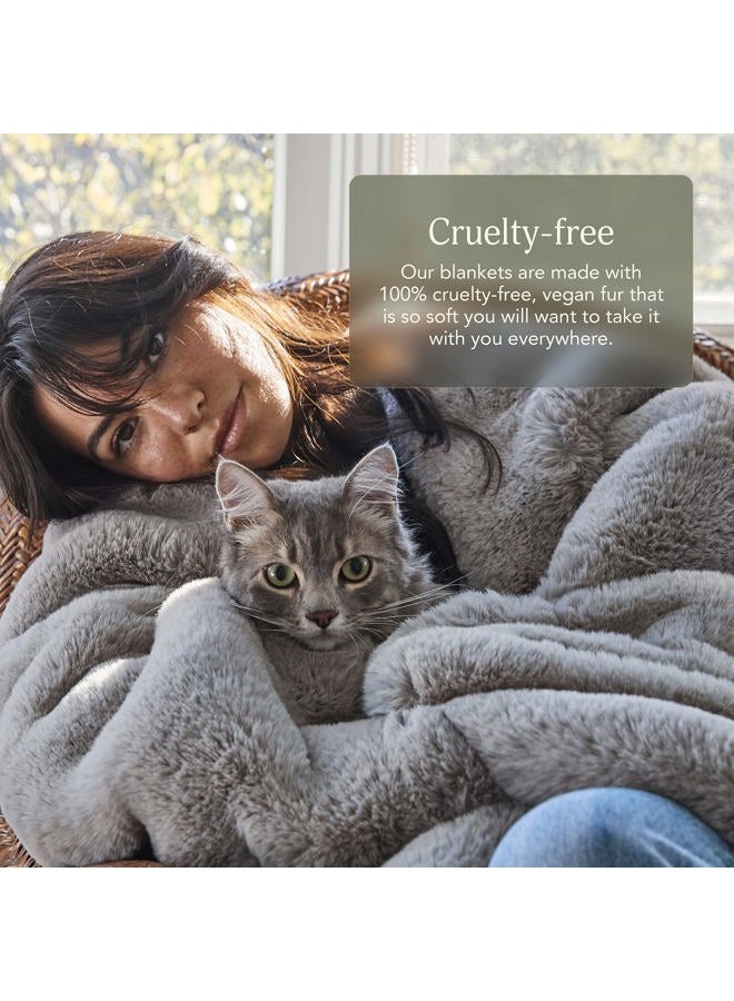 UnHide Marshmallow - Faux Fur Blanket - Heavy Weight, Extra Soft Blanket - Made from Recycled Materials - Machine Washable - Medium (60" x 80") - Snow White - Image 5