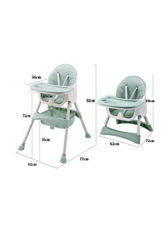 Arabest Baby High Chair, Baby Feeding Chair Toddler Chair Snack High Chair Seat Toddler Booster Furniture Detachable Double Tray Non-Slip Feet Adjustable Legs for Baby & Toddler (Green)  - Image 5