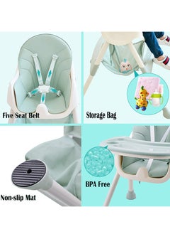 Arabest Baby High Chair, Baby Feeding Chair Toddler Chair Snack High Chair Seat Toddler Booster Furniture Detachable Double Tray Non-Slip Feet Adjustable Legs for Baby & Toddler (Green)  - Image 3