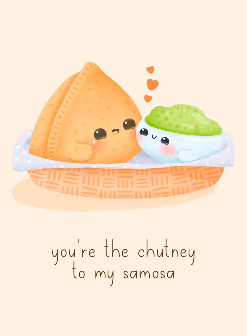 Peacock Supplies Food Couples Greeting Card Samosa And Chutney - Image 2