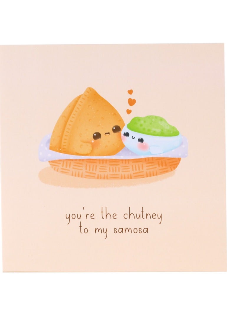 Peacock Supplies Food Couples Greeting Card Samosa And Chutney - Image 3